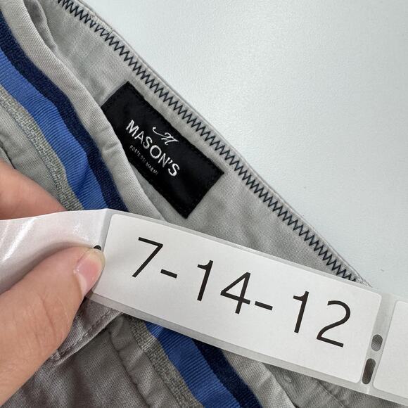 Mason's Chino Shorts Mens 48 IT 32/33 US Gray London Summer Casual Flat Front - Picture 3 of 8